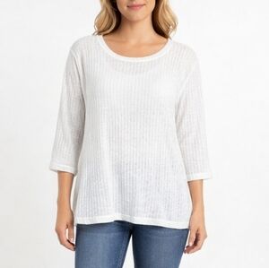 Nally & Millie White Textured Lightweight Knit Top Size L/XL NWT